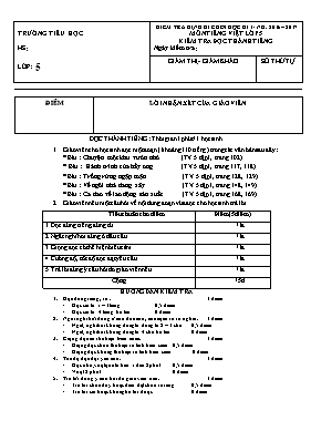 Đề kiểm tra định kì học kì I Tiếng việt lớp 5 - Năm học 2015-2016 - Trường Tiểu học An Trung